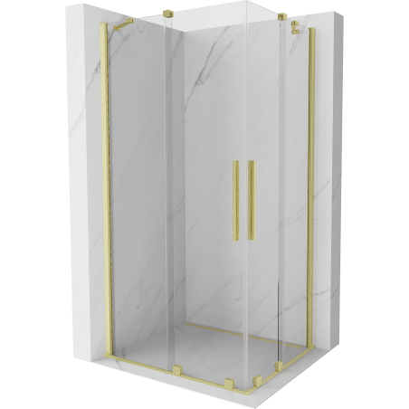 Mexen Velar Duo Schiebedusche 100 x 90 cm, transparent, gebürstetes Gold - 871-100-090-02-55