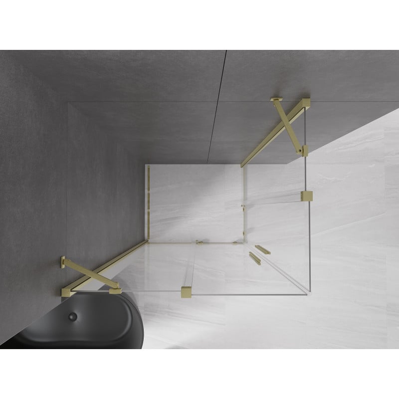 Mexen Velar Duo Schiebedusche 100 x 90 cm, transparent, gebürstetes Gold - 871-100-090-02-55