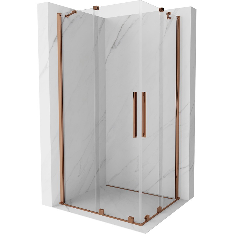 Mexen Velar Duo Duschkabine, verschiebbar, 90 x 80 cm, transparent, Roségold - 871-090-080-02-60