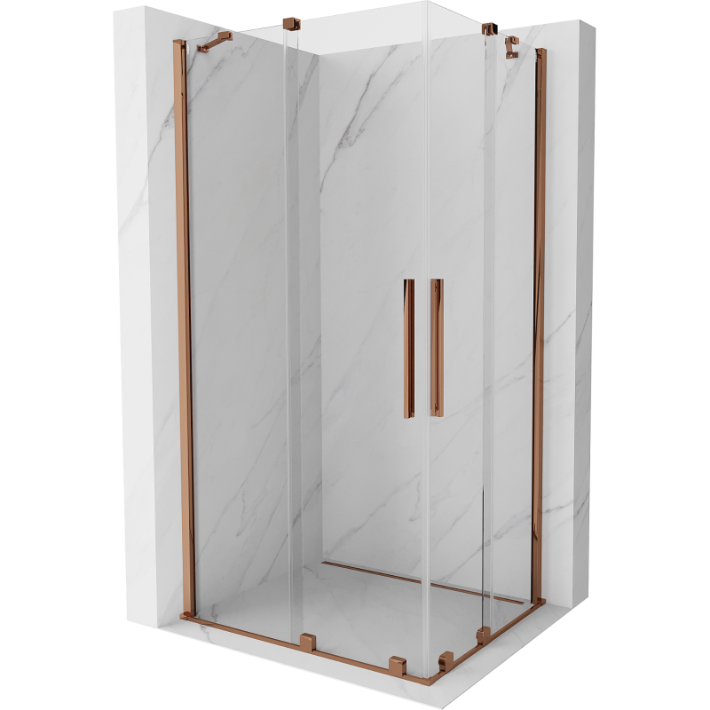 Mexen Velar Duo Schiebedusche 90 x 80 cm, transparent, Roségold - 871-090-080-02-60