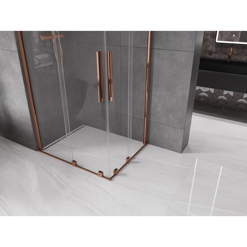 Mexen Velar Duo Duschkabine, verschiebbar, 90 x 80 cm, transparent, Roségold - 871-090-080-02-60