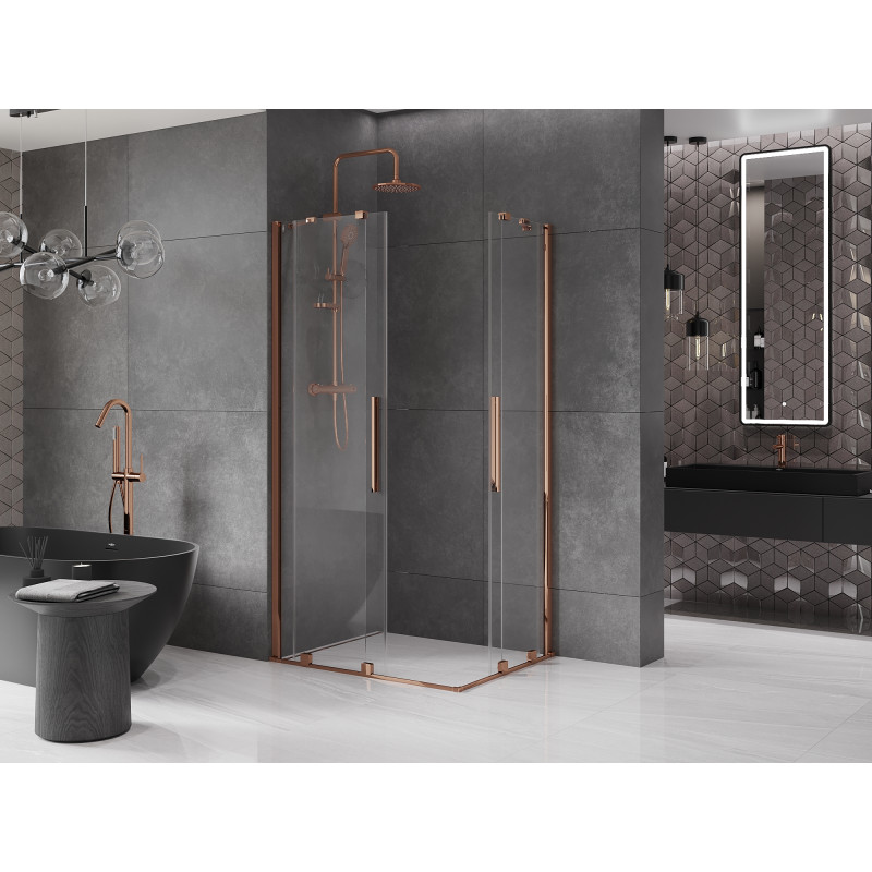 Mexen Velar Duo Schiebedusche 90 x 80 cm, transparent, Roségold - 871-090-080-02-60