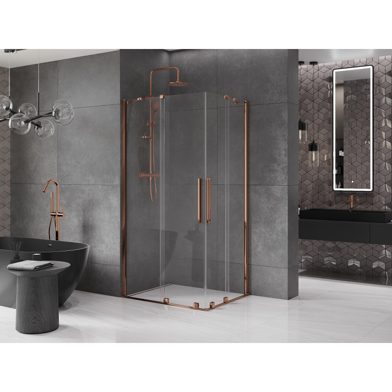 Mexen Velar Duo Schiebedusche 90 x 80 cm, transparent, Roségold - 871-090-080-02-60