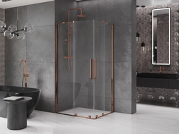 Mexen Velar Duo Schiebedusche 90 x 80 cm, transparent, Roségold - 871-090-080-02-60