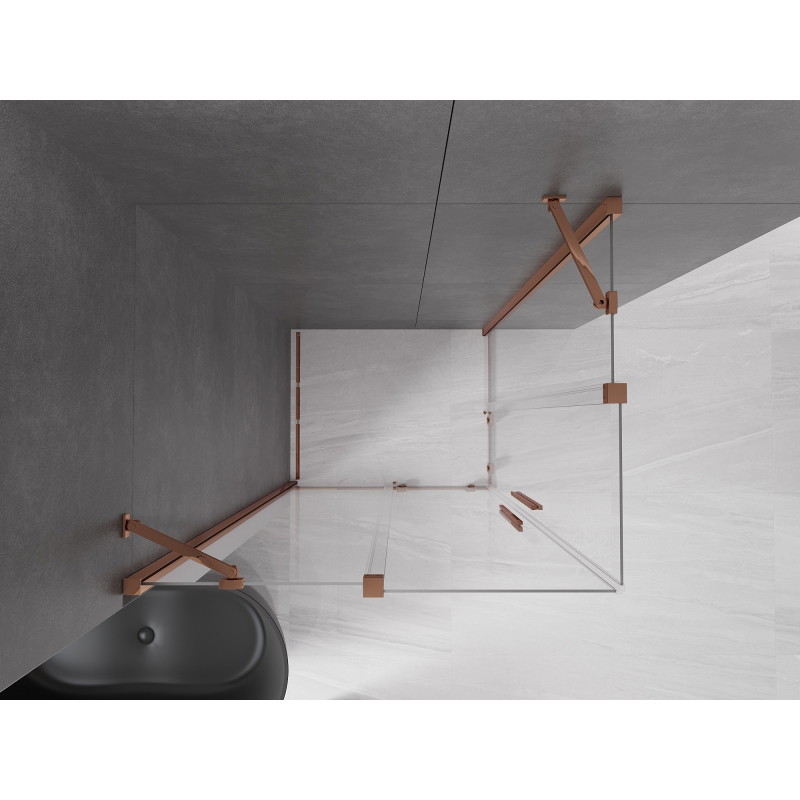 Mexen Velar Duo Duschkabine, verschiebbar, 90 x 80 cm, transparent, Roségold - 871-090-080-02-60