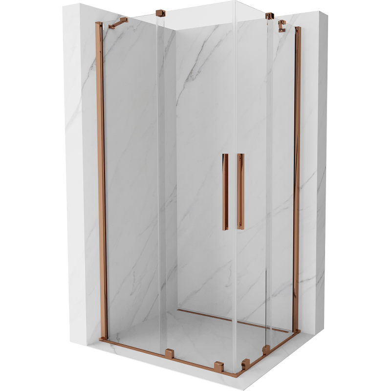 Mexen Velar Duo Duschkabine mit Schiebetüren 100 x 90 cm, transparent, Roségold - 871-100-090-02-60