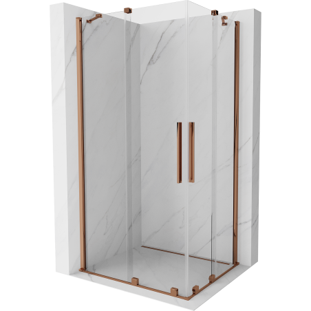 Mexen Velar Duo Duschkabine mit Schiebetüren 100 x 90 cm, transparent, Roségold - 871-100-090-02-60