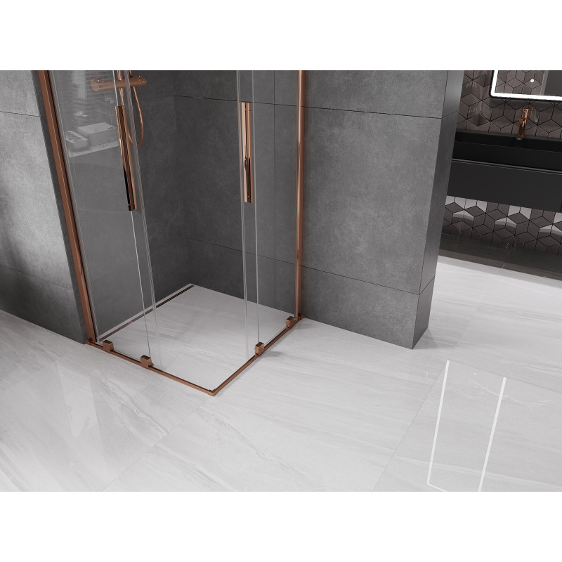 Mexen Velar Duo Duschkabine verschiebbar 80 x 80 cm, transparent, Roségold - 871-080-080-02-60