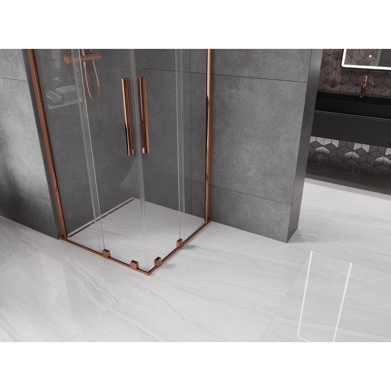 Mexen Velar Duo Duschkabine verschiebbar 80 x 80 cm, transparent, Roségold - 871-080-080-02-60