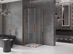 Mexen Velar Duo Duschkabine verschiebbar 80 x 80 cm, transparent, Roségold - 871-080-080-02-60