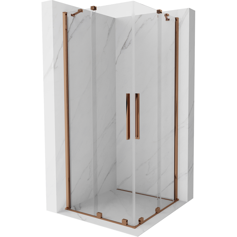 Mexen Velar Duo Duschkabine verschiebbar 80 x 80 cm, transparent, Roségold - 871-080-080-02-60