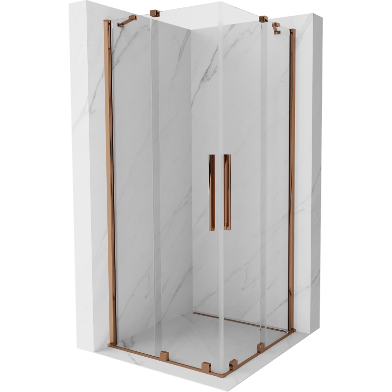 Mexen Velar Duo Schiebeduschkabine 90 x 90 cm, transparent, Roségold - 871-090-090-02-60