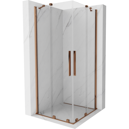 Mexen Velar Duo Schiebeduschkabine 90 x 90 cm, transparent, Roségold - 871-090-090-02-60