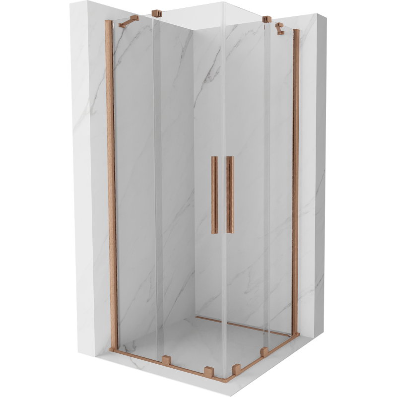 Mexen Velar Duo Duschkabine verschiebbar 80 x 80 cm, transparent, gebürstetes Kupfer - 871-080-080-02-65