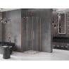 Mexen Velar Duo Duschkabine verschiebbar 80 x 80 cm, transparent, gebürstetes Kupfer - 871-080-080-02-65