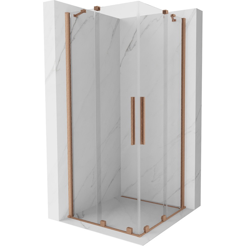 Mexen Velar Duo Duschkabine, verschiebbar 90 x 90 cm, transparent, gebürstetes Kupfer - 871-090-090-02-65