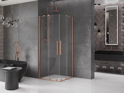 Mexen Velar Duo Duschkabine Schiebetür 90 x 90 cm, transparent, gebürstetes Kupfer - 871-090-090-02-65