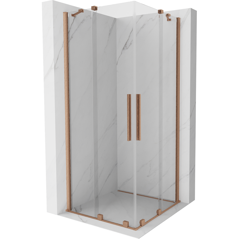 Mexen Velar Duo Schiebeduschkabine 100 x 100 cm, transparent, gebürstetes Kupfer - 871-100-100-02-65