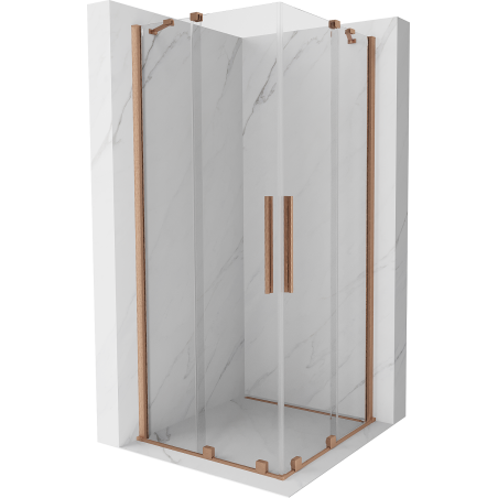 Mexen Velar Duo Schiebeduschkabine 100 x 100 cm, transparent, gebürstetes Kupfer - 871-100-100-02-65