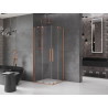 Mexen Velar Duo Schiebeduschkabine 100 x 100 cm, transparent, gebürstetes Kupfer - 871-100-100-02-65