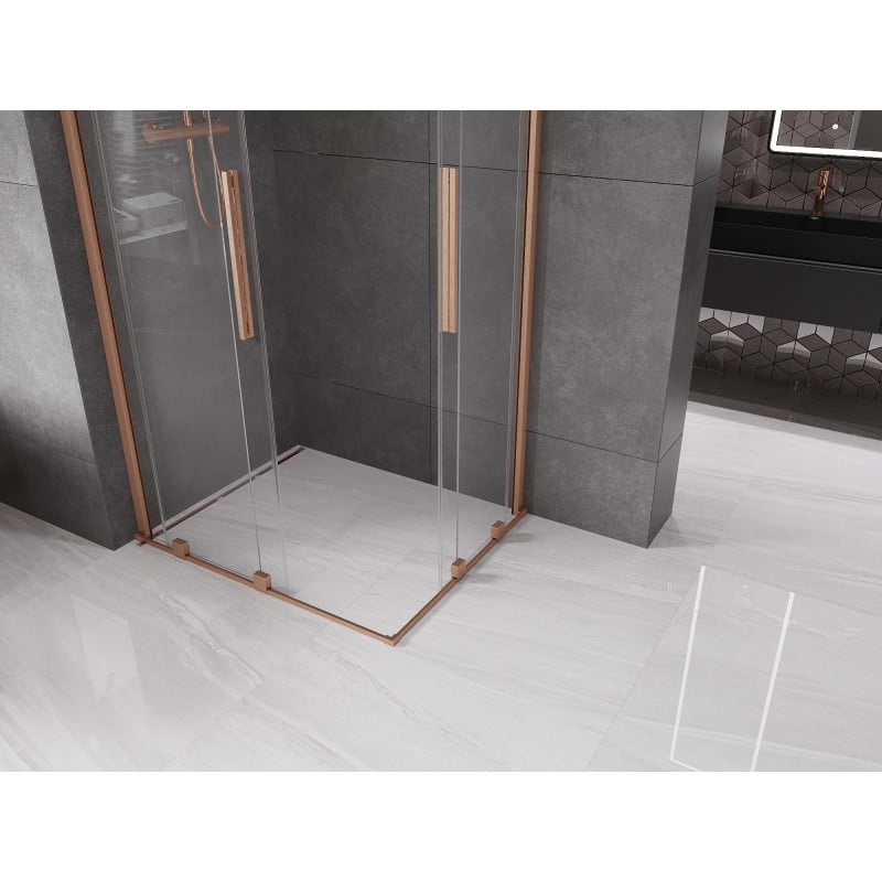 Mexen Velar Duo Duschkabine Schiebetür 90 x 80 cm, transparent, gebürstetes Kupfer - 871-090-080-02-65