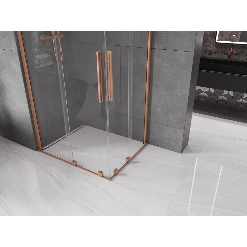 Mexen Velar Duo Duschkabine Schiebetür 90 x 80 cm, transparent, gebürstetes Kupfer - 871-090-080-02-65