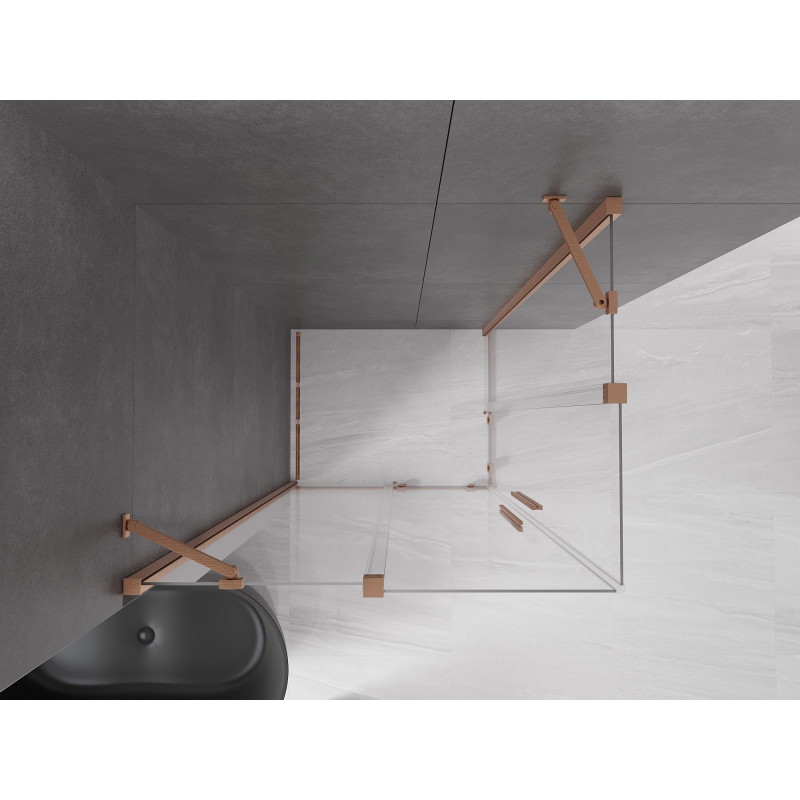 Mexen Velar Duo Schiebeduschkabine 90 x 80 cm, transparent, gebürstetes Kupfer - 871-090-080-02-65