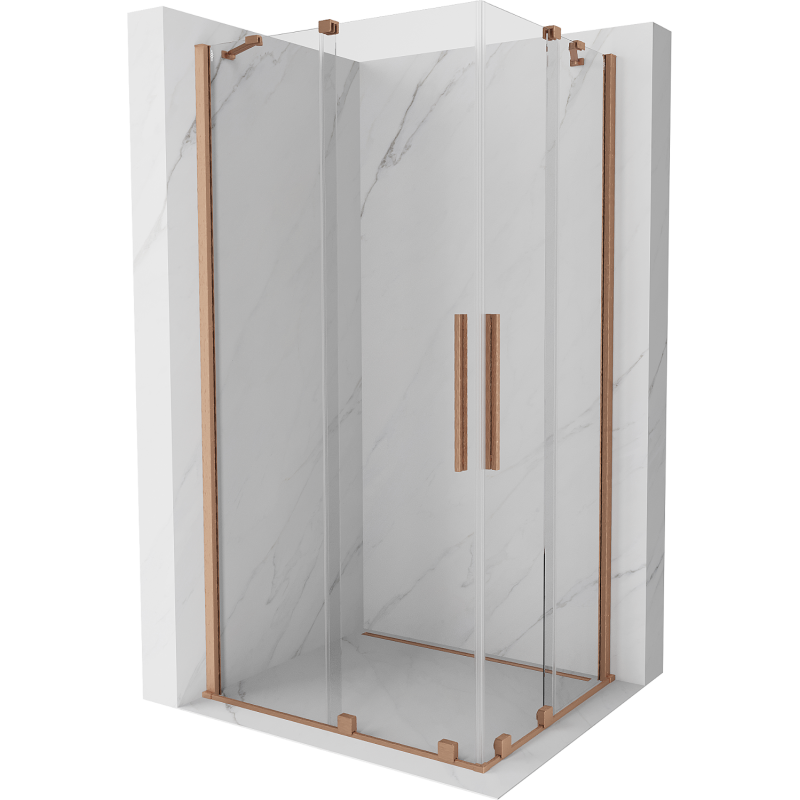 Mexen Velar Duo Duschkabine, Schiebetür 100 x 90 cm, transparent, gebürstetes Kupfer - 871-100-090-02-65