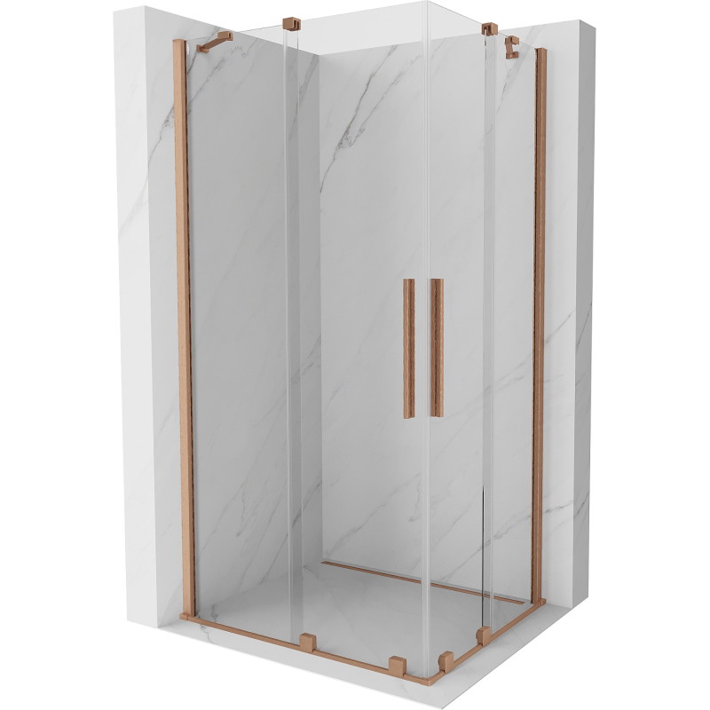 Mexen Velar Duo-Schiebeduschkabine 100 x 90 cm, transparent, gebürstetes Kupfer - 871-100-090-02-65
