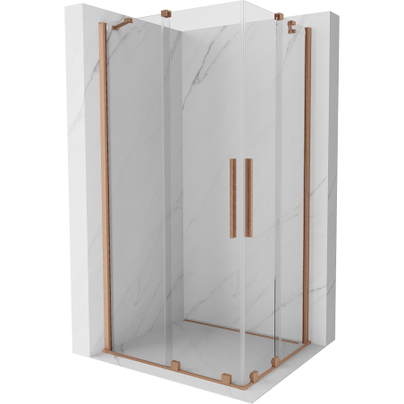 Mexen Velar Duo Duschkabine, Schiebetür 100 x 90 cm, transparent, gebürstetes Kupfer - 871-100-090-02-65