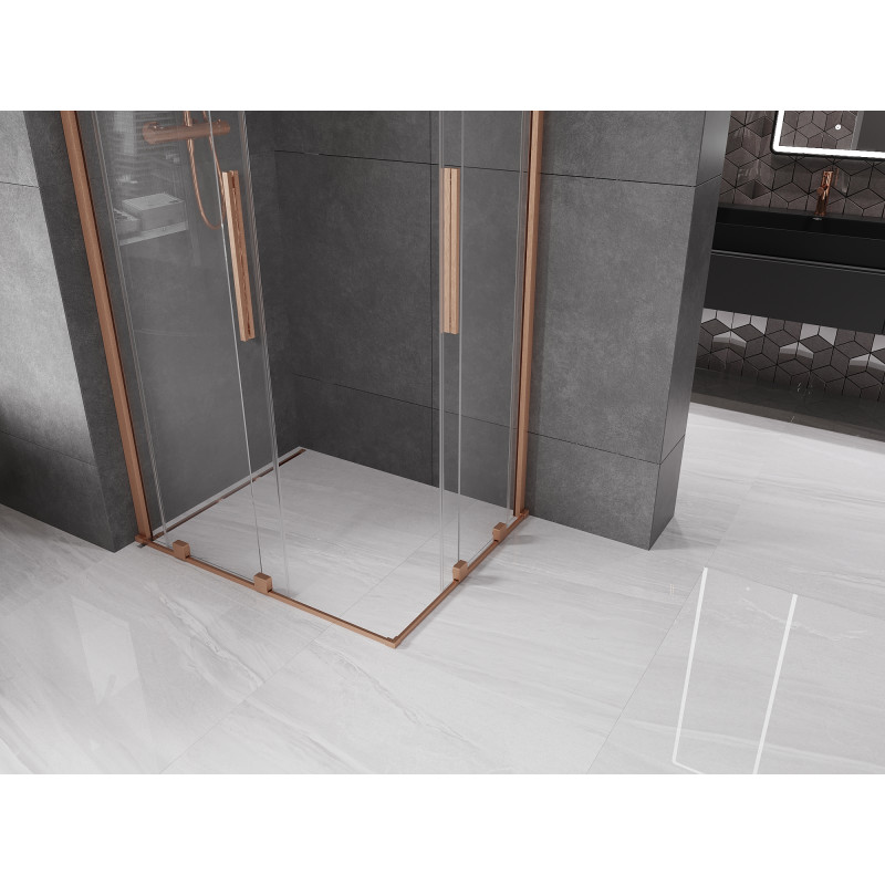 Mexen Velar Duo Duschkabine, Schiebetür 100 x 90 cm, transparent, gebürstetes Kupfer - 871-100-090-02-65
