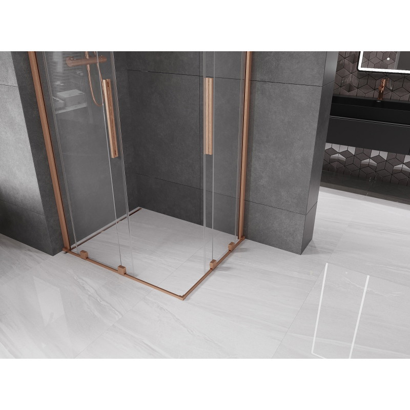 Mexen Velar Duo-Schiebeduschkabine 100 x 90 cm, transparent, gebürstetes Kupfer - 871-100-090-02-65