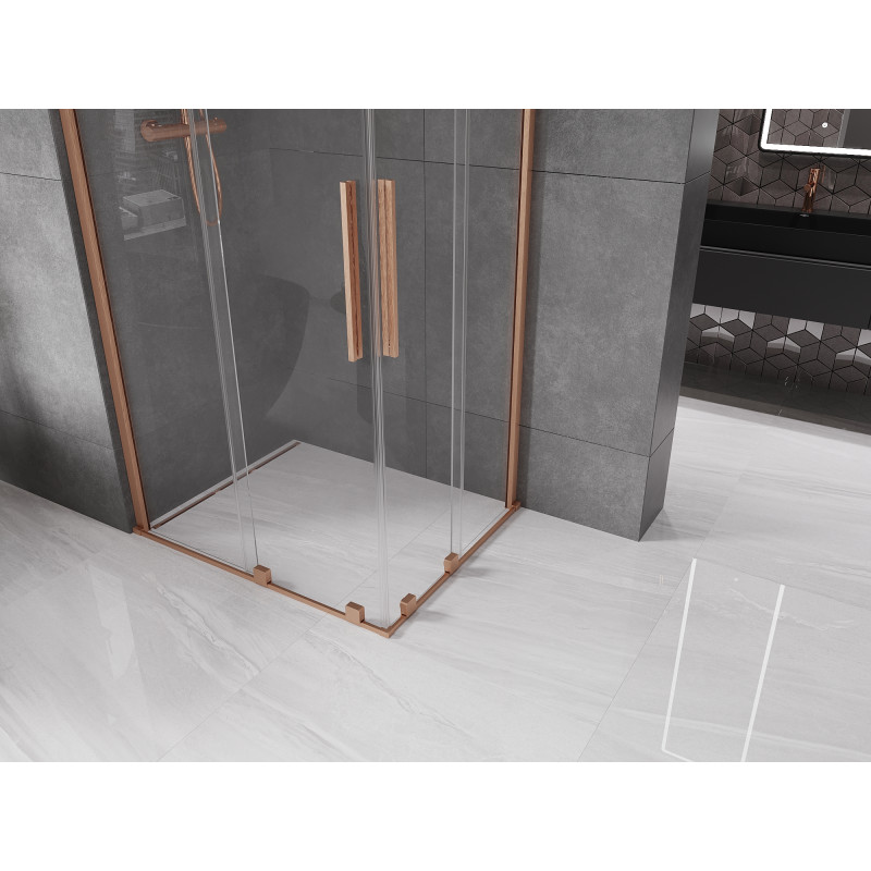 Mexen Velar Duo Duschkabine, Schiebetür 100 x 90 cm, transparent, gebürstetes Kupfer - 871-100-090-02-65