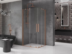 Mexen Velar Duo Duschkabine, Schiebetür 100 x 90 cm, transparent, gebürstetes Kupfer - 871-100-090-02-65