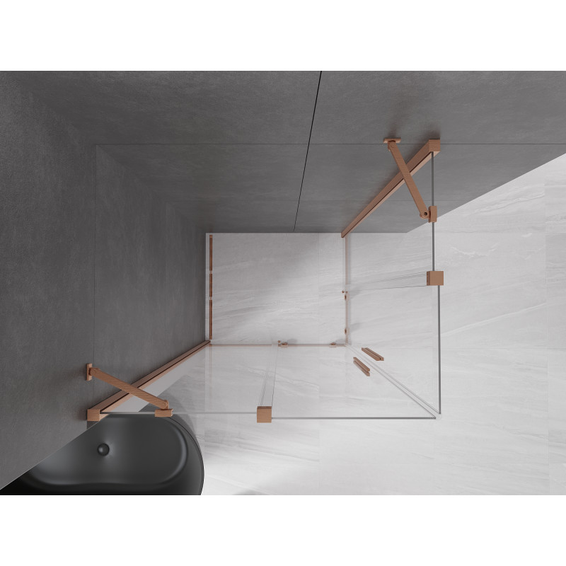 Mexen Velar Duo Duschkabine, Schiebetür 100 x 90 cm, transparent, gebürstetes Kupfer - 871-100-090-02-65