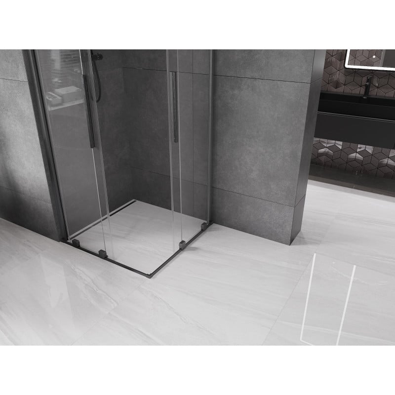 Mexen Velar Duo Duschkabine Schiebetür 80 x 80 cm, transparent, gebürstet gun gray - 871-080-080-02-66