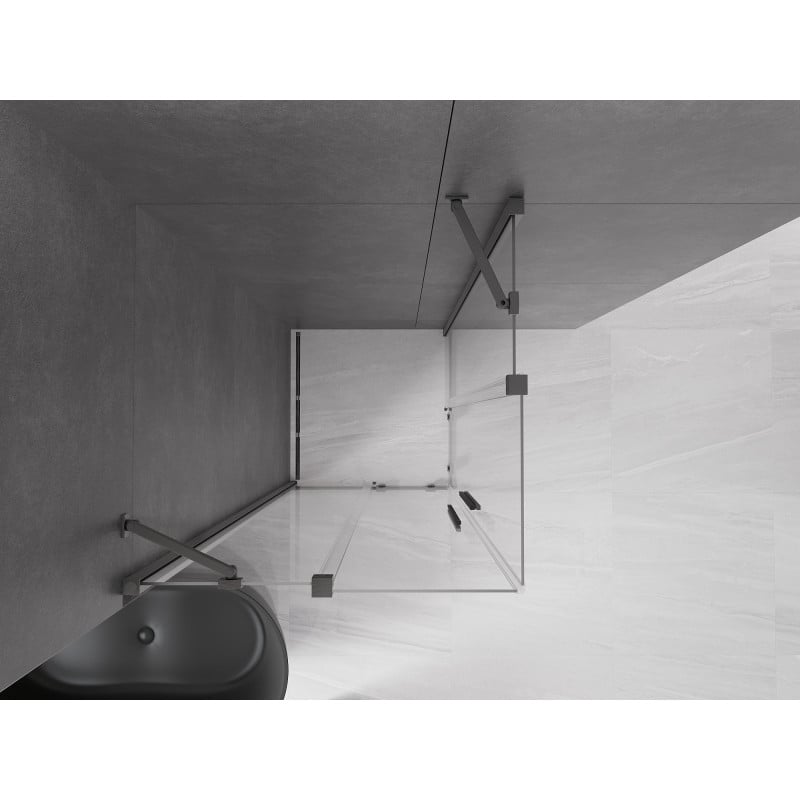 Mexen Velar Duo Duschkabine Schiebetür 80 x 80 cm, transparent, gebürstet gun gray - 871-080-080-02-66