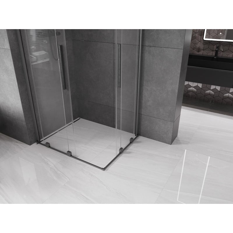 Mexen Velar Duo Schiebeduschkabine 90 x 80 cm, transparent, gun grau gebürstet - 871-090-080-02-66