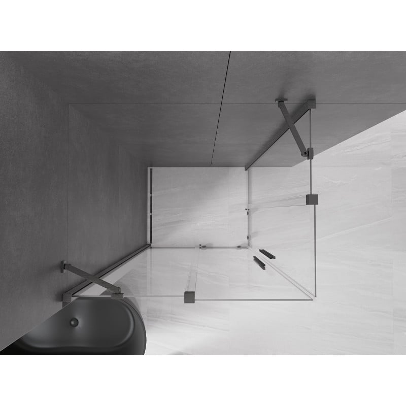 Mexen Velar Duo Schiebeduschkabine 90 x 80 cm, transparent, gun grau gebürstet - 871-090-080-02-66