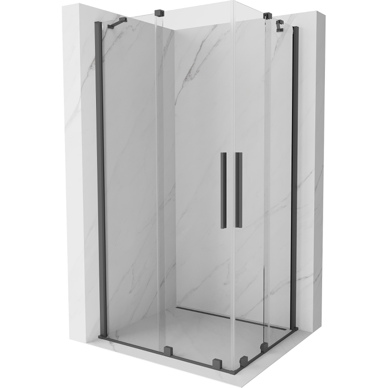 Mexen Velar Duo Schiebeduschkabine 100 x 90 cm, transparent, gebürstet in Gun Gray - 871-100-090-02-66