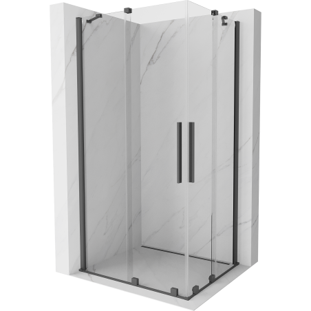 Mexen Velar Duo Schiebeduschkabine 100 x 90 cm, transparent, gebürstet in Gun Gray - 871-100-090-02-66