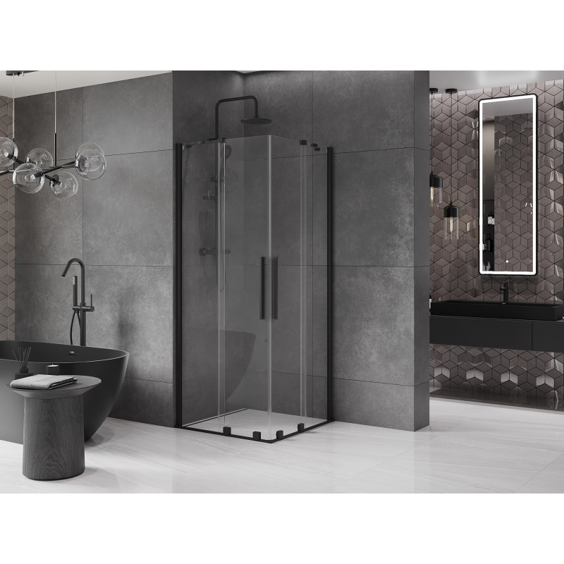 Mexen Velar Duo Duschkabine, schiebbar, 90 x 90 cm, transparent, schwarz - 871-090-090-02-70