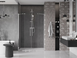 Mexen Velar Duo Schiebetür-Duschwand 140 cm, transparent, Chrom - 871-140-000-02-01