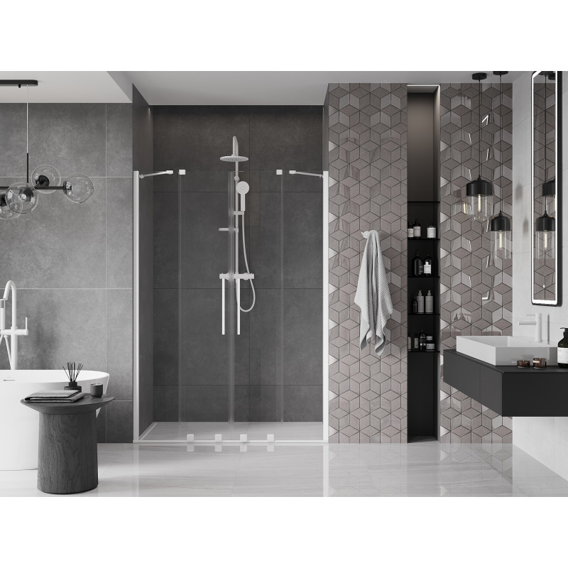 Mexen Velar Duo Schiebetür Dusche 140 cm, transparent, weiß - 871-140-000-02-20