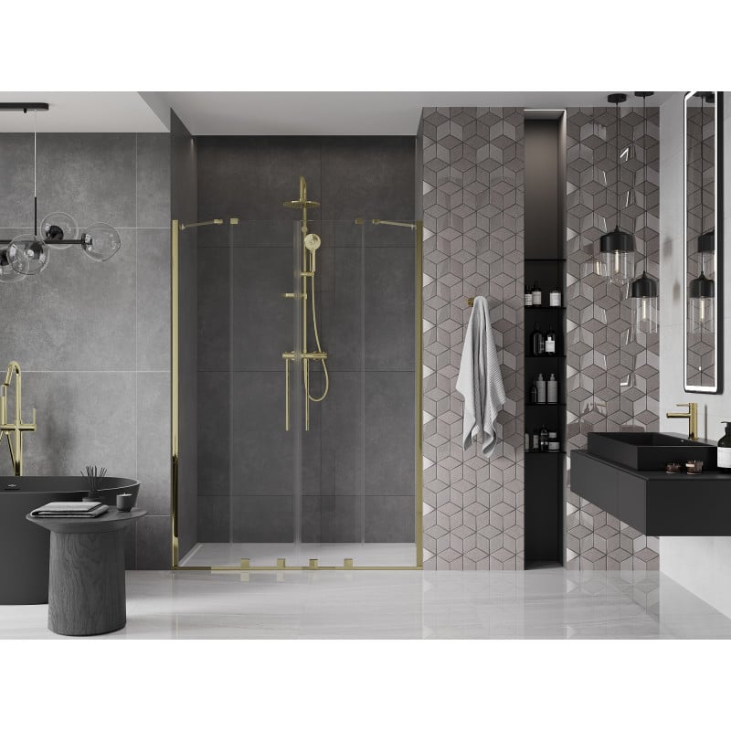 Mexen Velar Duo Schiebeduschentüren 150 cm, transparent, gold - 871-150-000-02-50