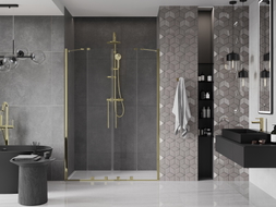 Mexen Velar Duo Schiebeduschentüren 150 cm, transparent, gold - 871-150-000-02-50