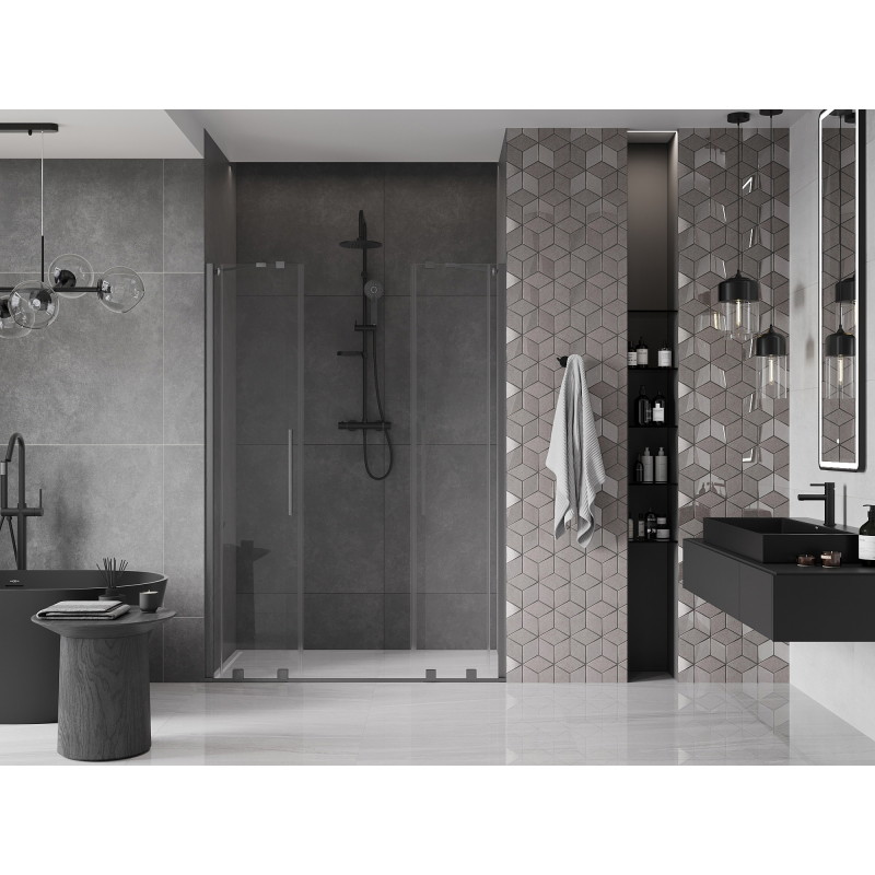 Mexen Velar Duo Duschschiebetüren 150 cm, transparent, gebürstetes Gun Gray - 871-150-000-02-66