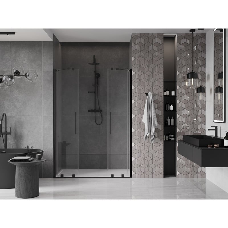 Mexen Velar Duo Duschschiebetüren 140 cm, transparent, schwarz - 871-140-000-02-70