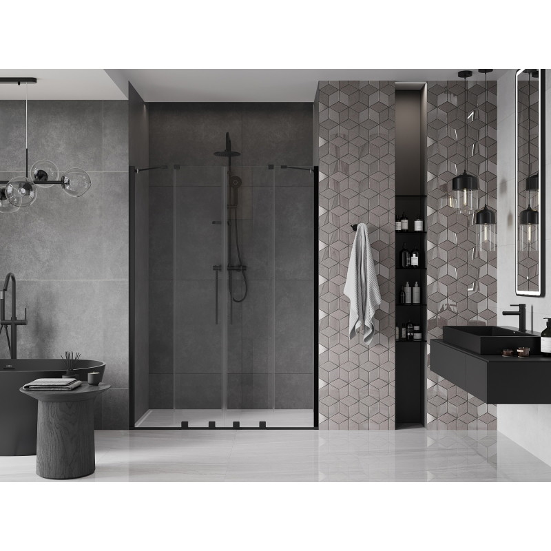 Mexen Velar Duo Schiebetüren für Dusche 140 cm, transparent, schwarz - 871-140-000-02-70