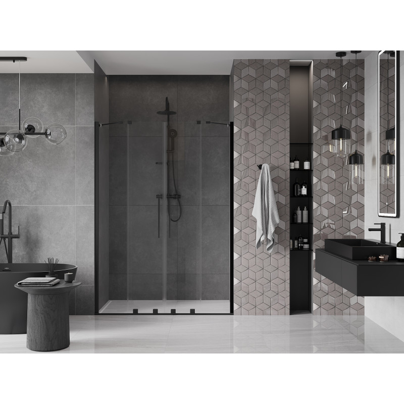 Mexen Velar Duo Schiebetür 160 cm, transparent, schwarz - 871-160-000-02-70